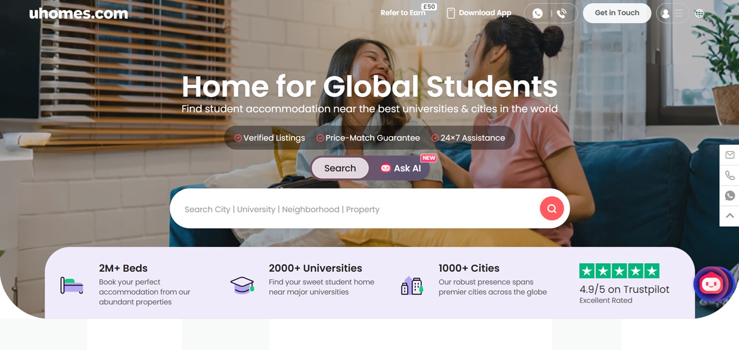 uhomes.com Partnerský program pre študentské ubytovanie