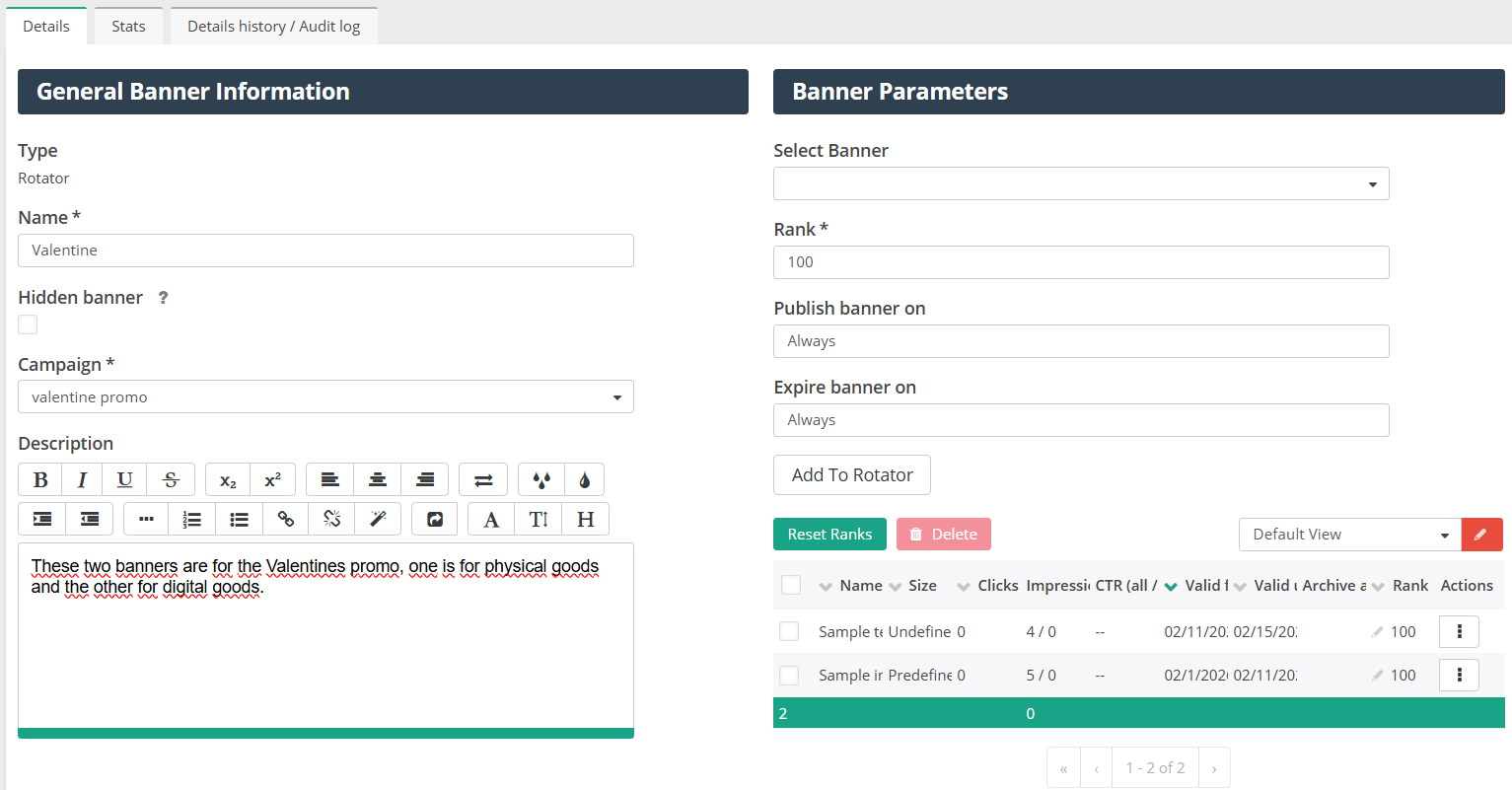 Nastavenie rotátora bannerov pre propagačnú kampaň