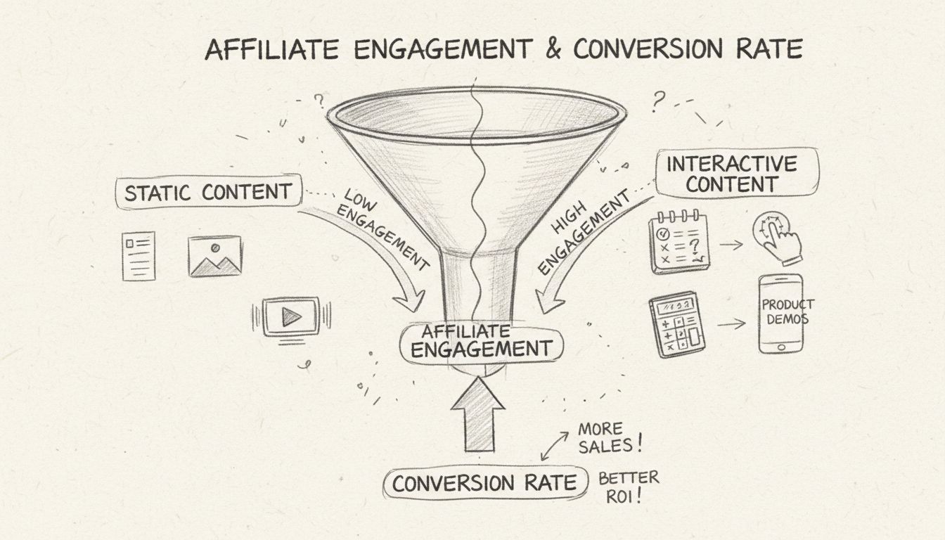 Interaktívny lievik zapojenia – porovnanie statického a interaktívneho obsahu s vyššími šípkami zapojenia pre affiliate marketing