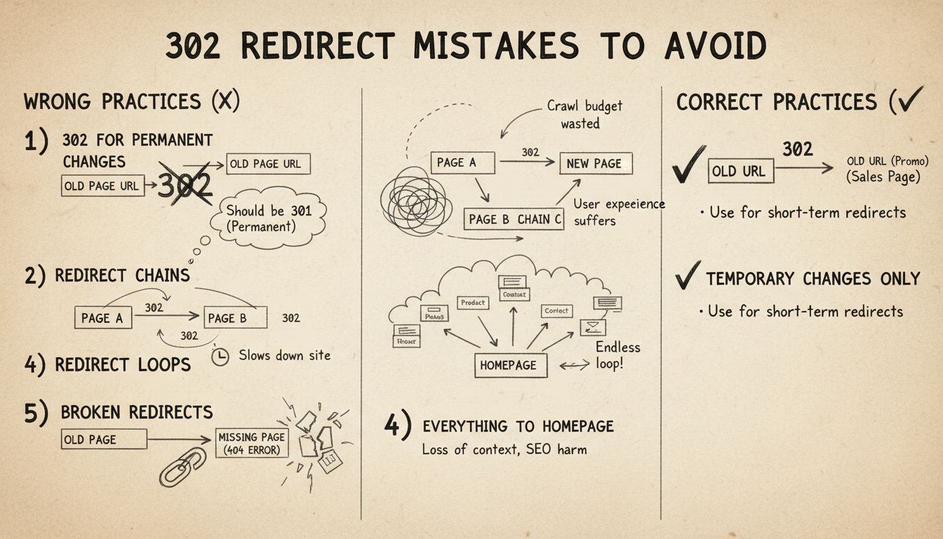 Čomu sa vyhnúť pri použití 302 presmerovaní: Najlepšie postupy