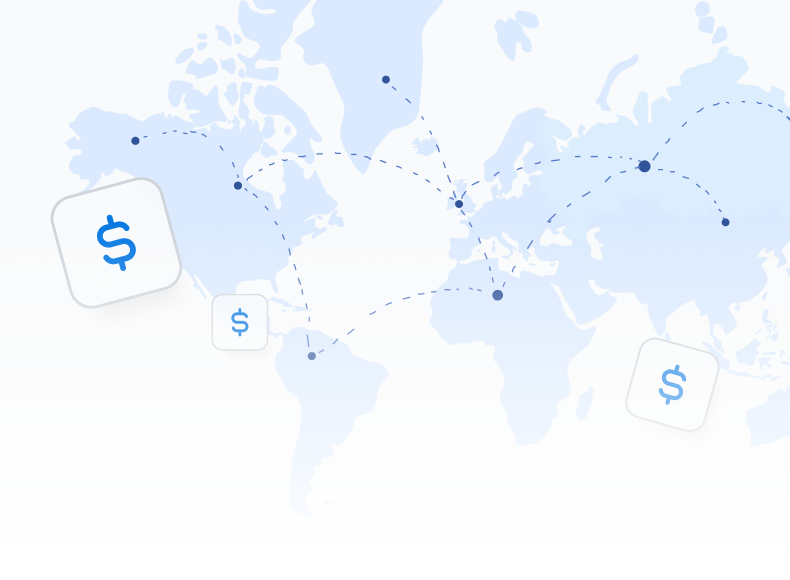 Global reach map showing multilingual support and multiple currency options for international expansion