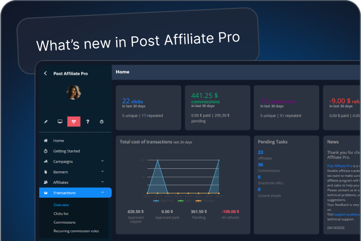 Pozrite si všetky najnovšie aktualizácie produktu Post Affiliate Pro.