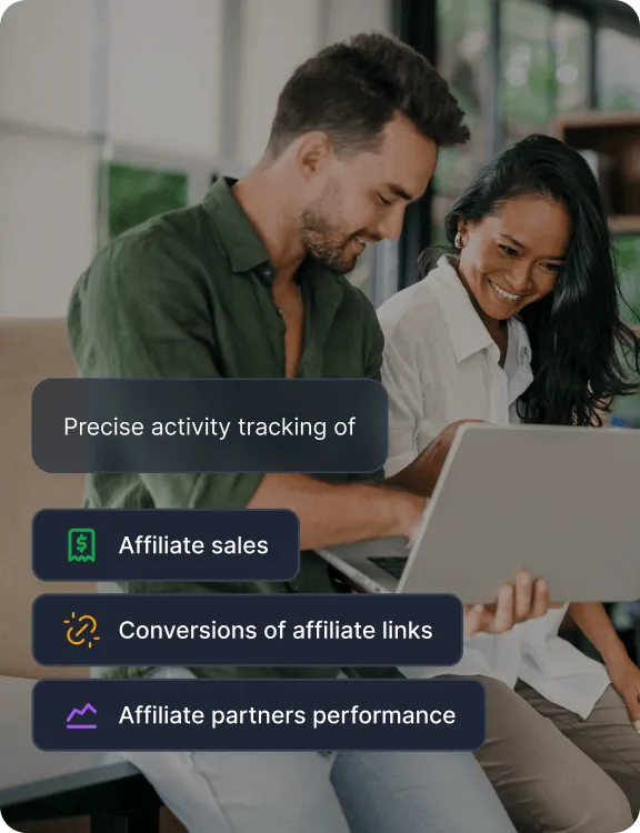 Dashboard sledujúci affiliate predaje, konverzie affiliate odkazov a výkonnosť partnerov.