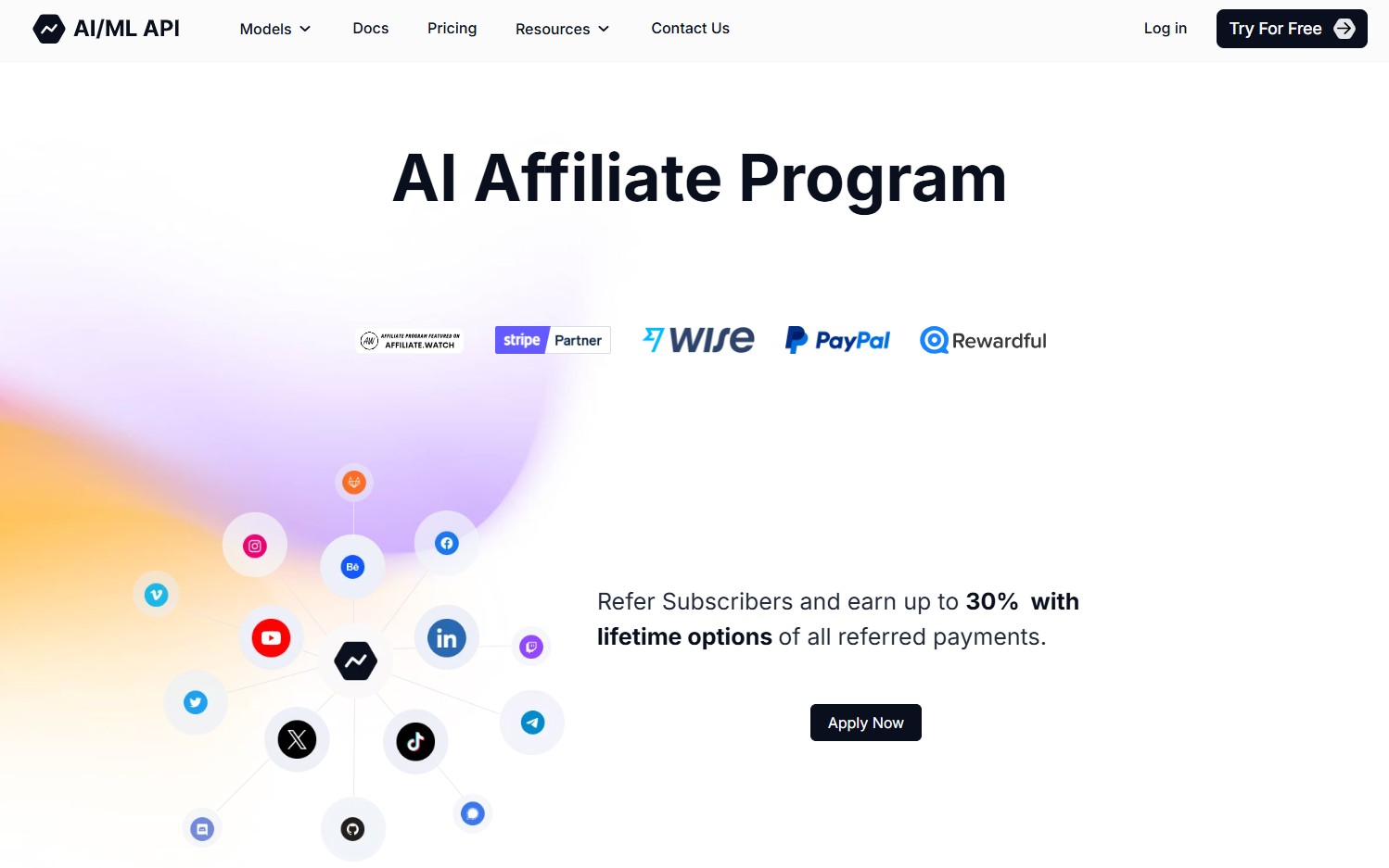Affiliate program AI/ML API
