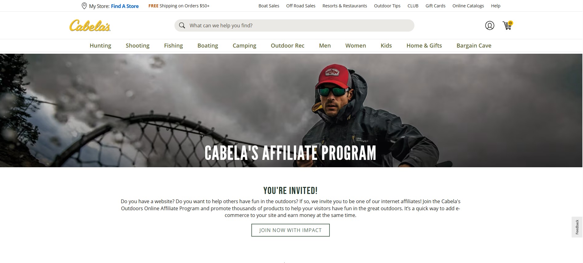Affiliate program Cabela's
