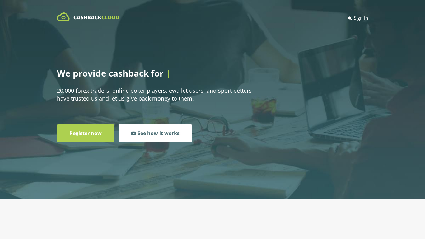 Affiliate program Cashbackcloud