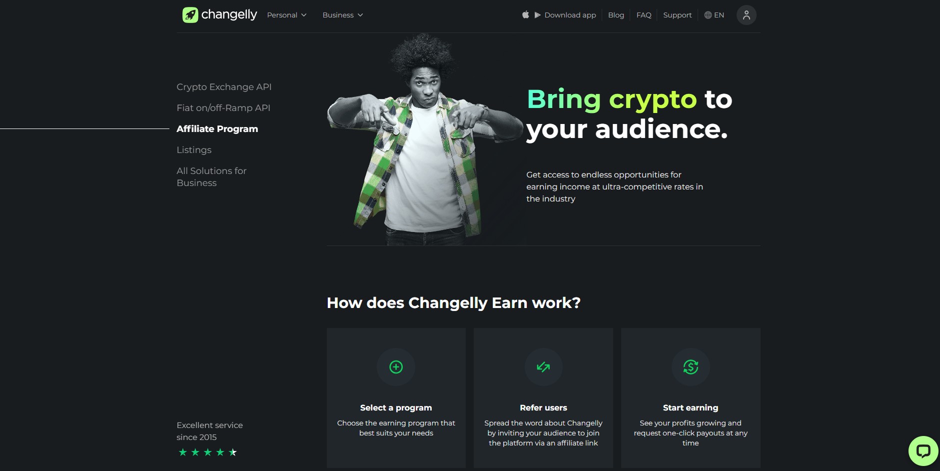 Affiliate program Changelly
