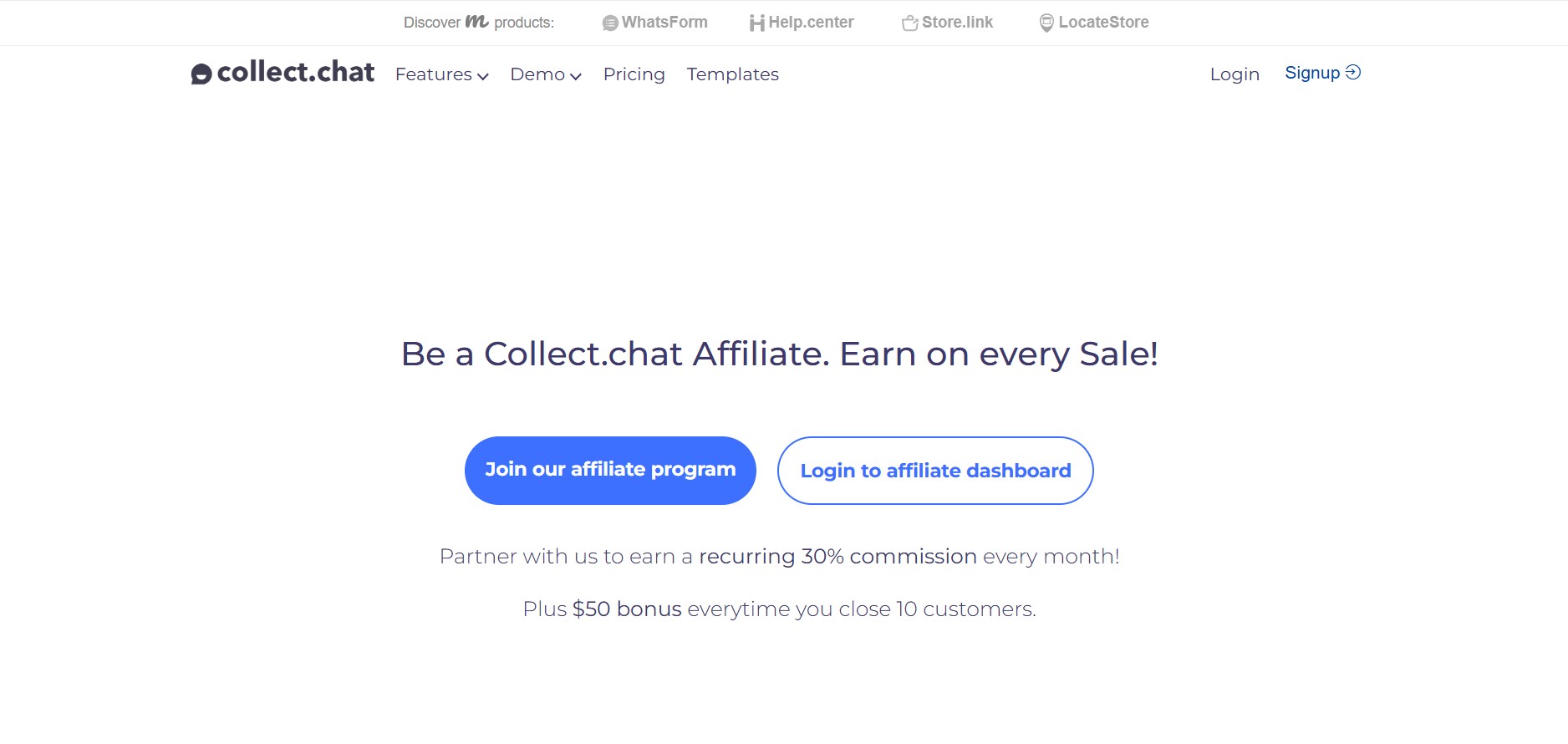 Affiliate program Collect.chat
