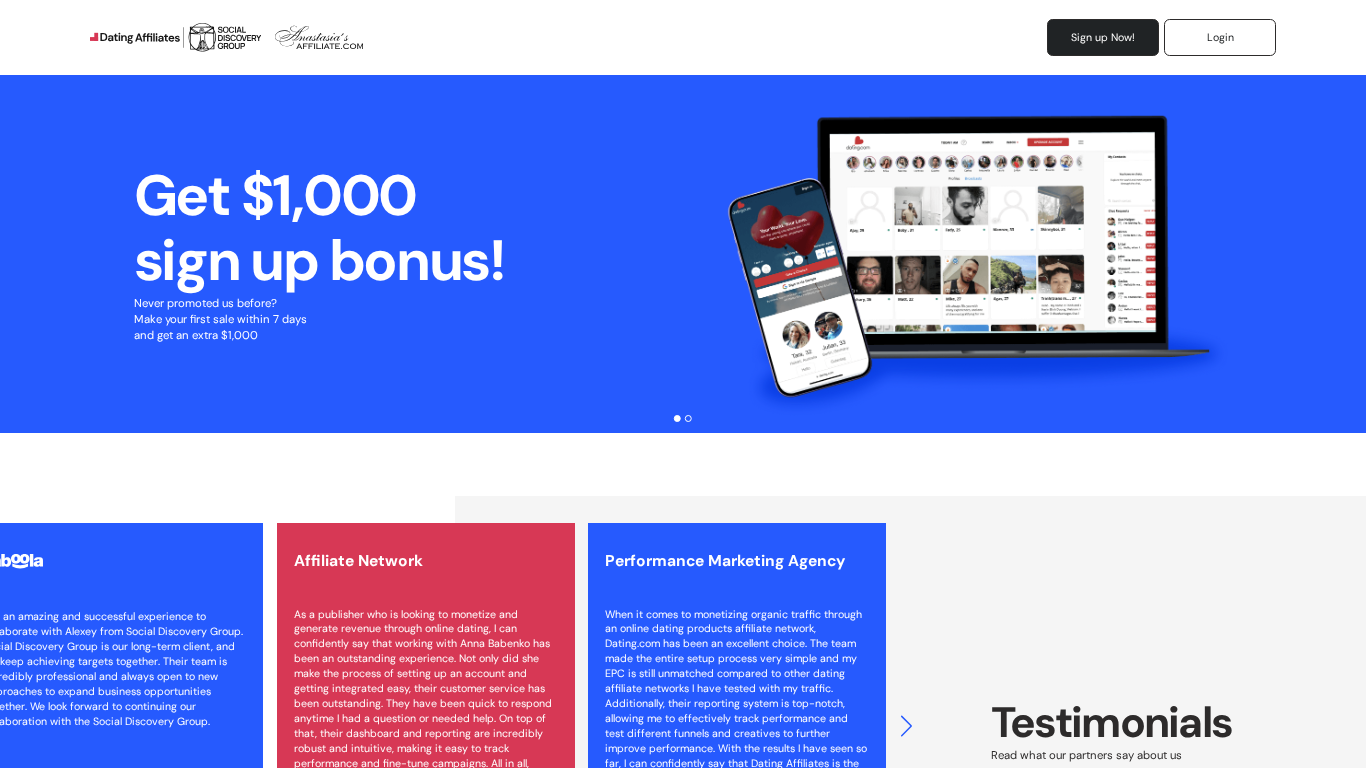 Affiliate program Dating Group