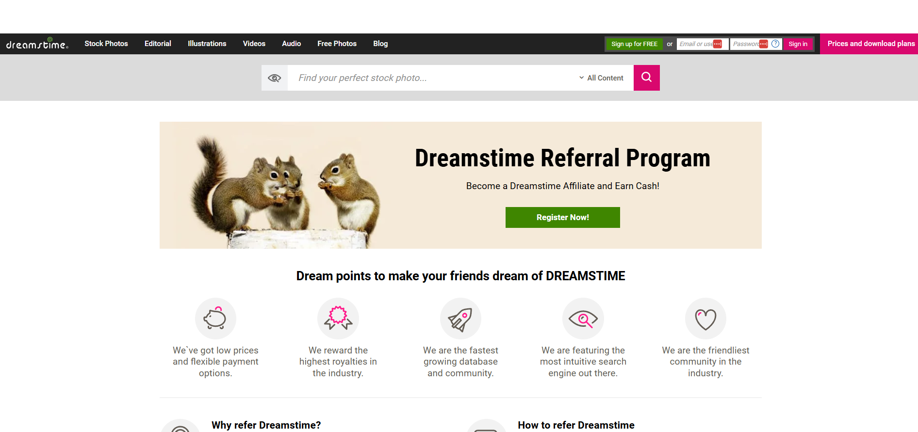 Affiliate program Dreamstime