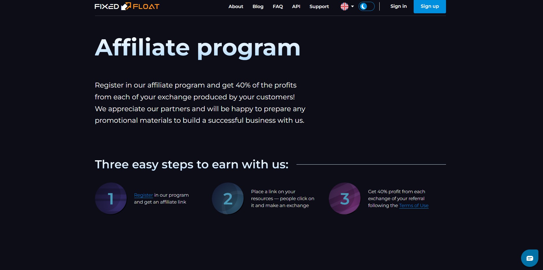 Affiliate program FixedFloat