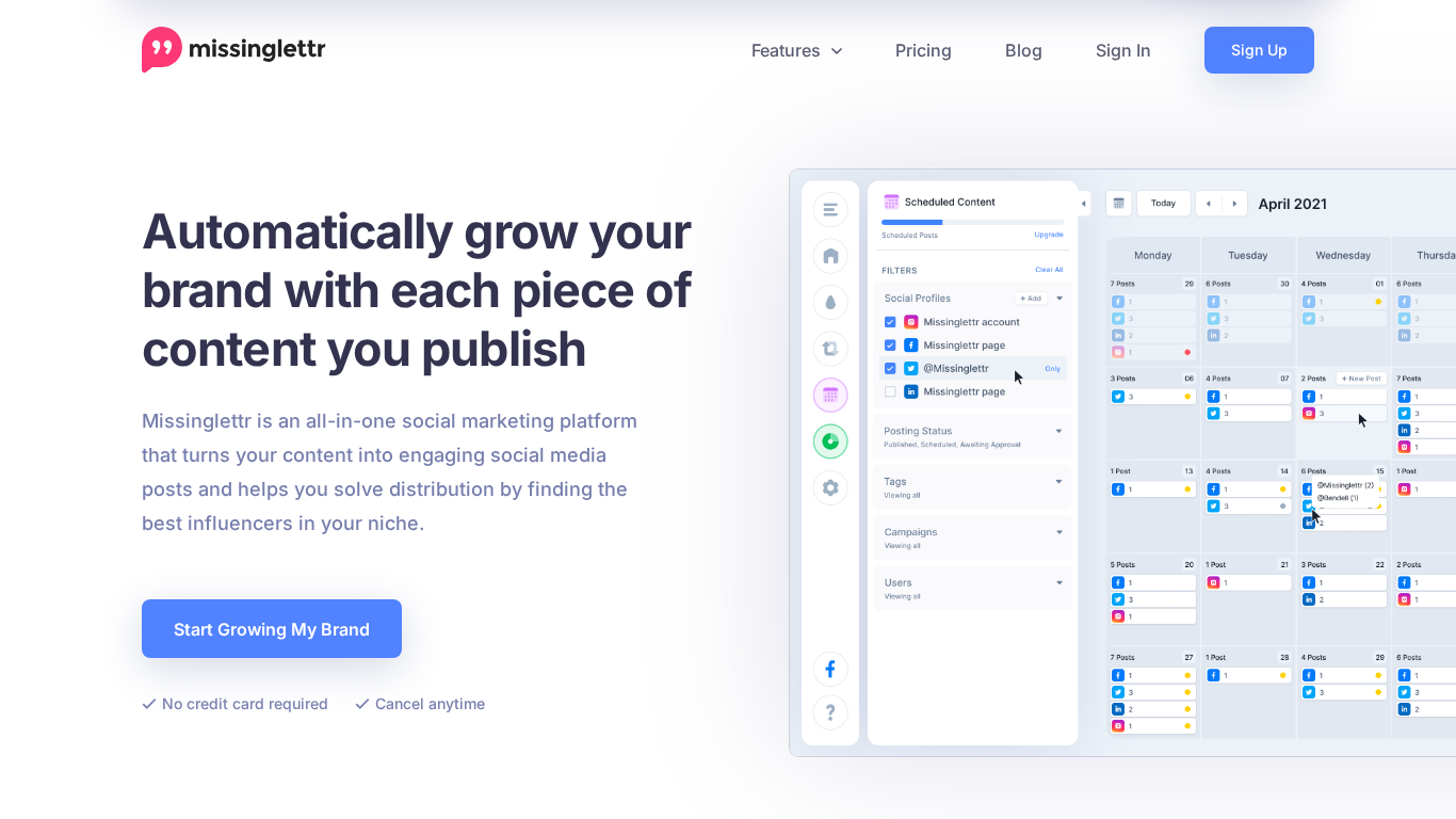 Affiliate program Missinglettr