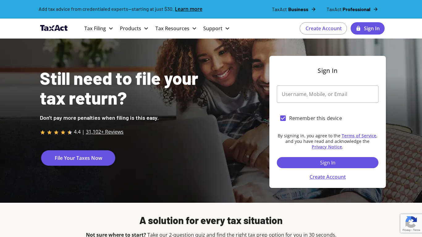 Affiliate program TaxAct