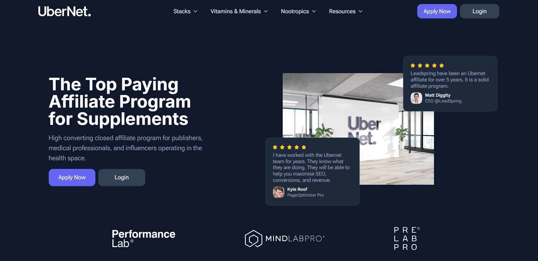 Affiliate program Performance Lab