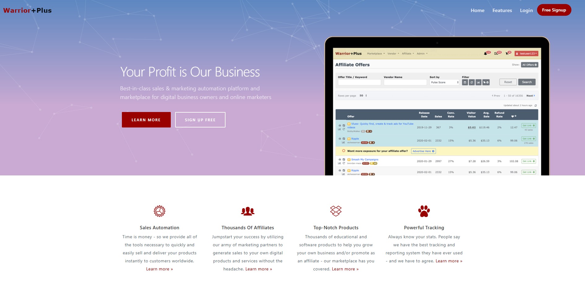 Affiliate program WarriorPlus