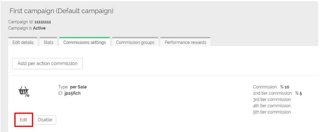 Screenshot rozhrania pre nastavenie provízií v Post Affiliate Pro.