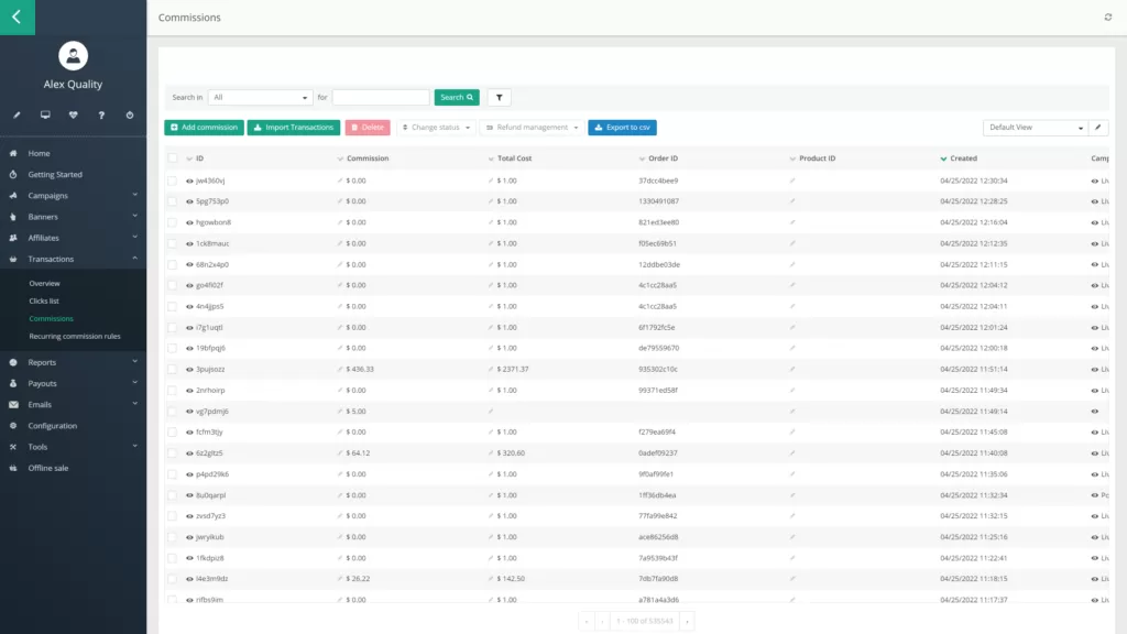 Ilustrácia prehľadu provízií v Post Affiliate Pro.