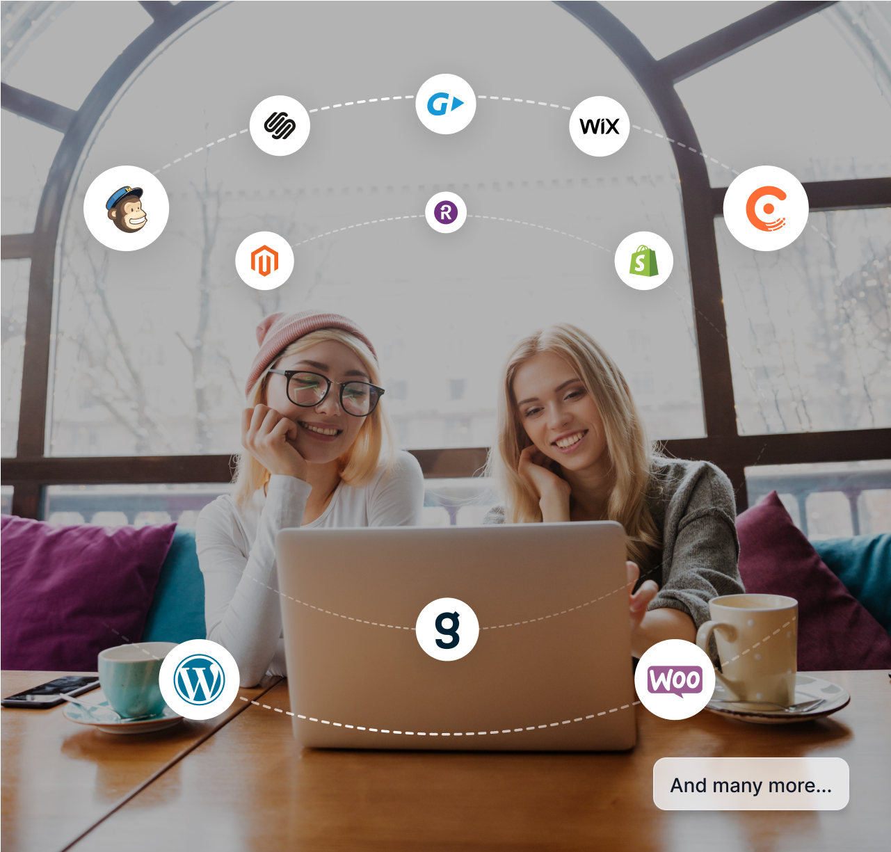 Grafika zobrazujúca niekoľko CMS a platobných brán integrovaných s Post Affiliate Pro.