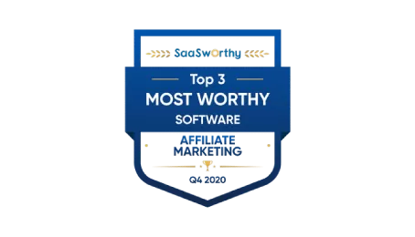 Ocenenia Post Affiliate Pro: Top 3 most worthy affiliate marketing software 2020 od SaaSworthy