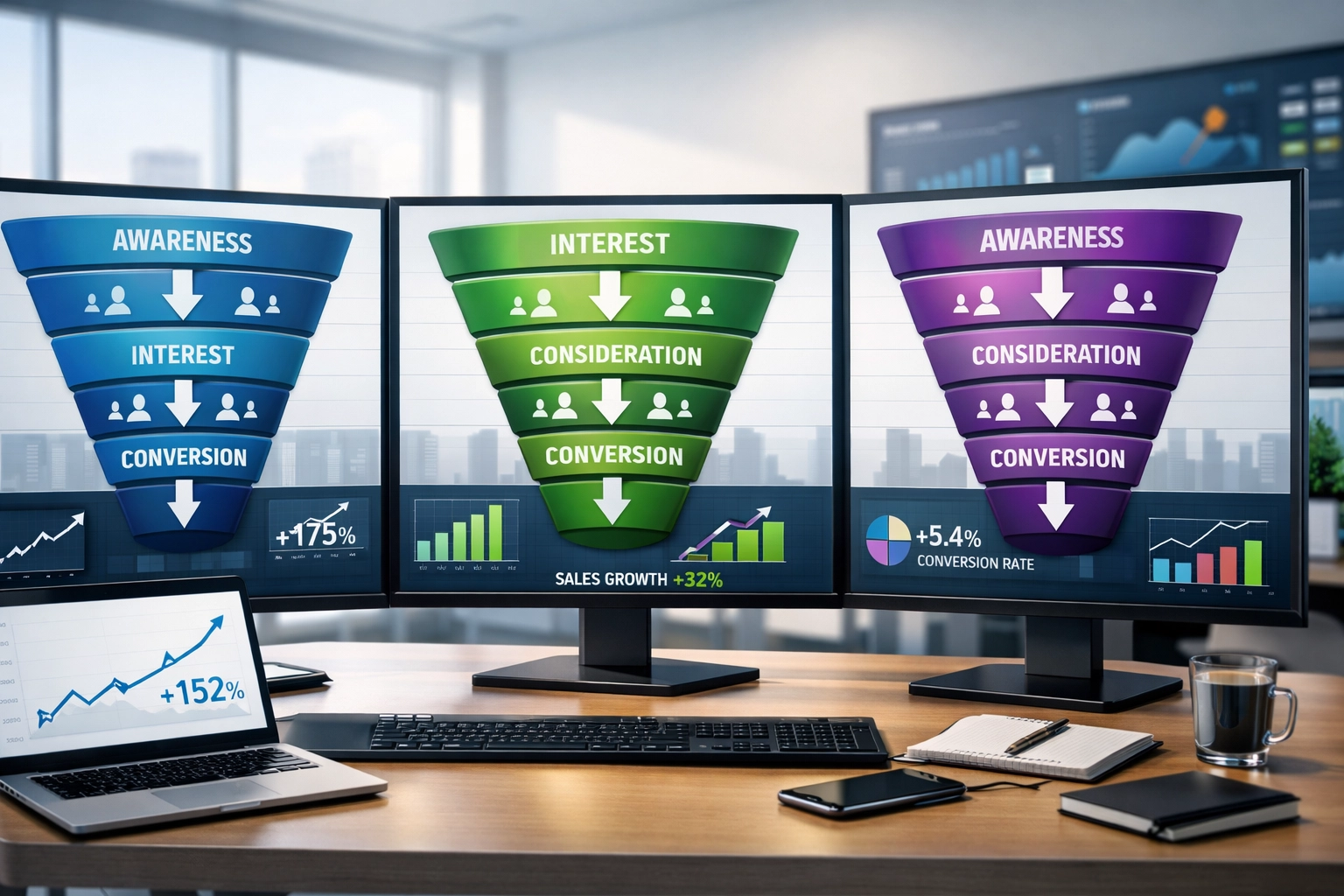 Vizualizácia akvizičného lievika zákazníkov s analytickým dashboardom
