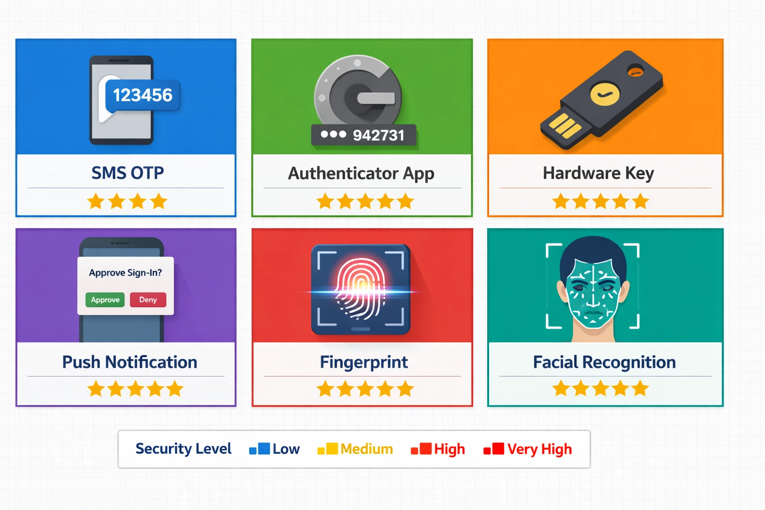 Porovnanie rôznych metód MFA autentifikácie