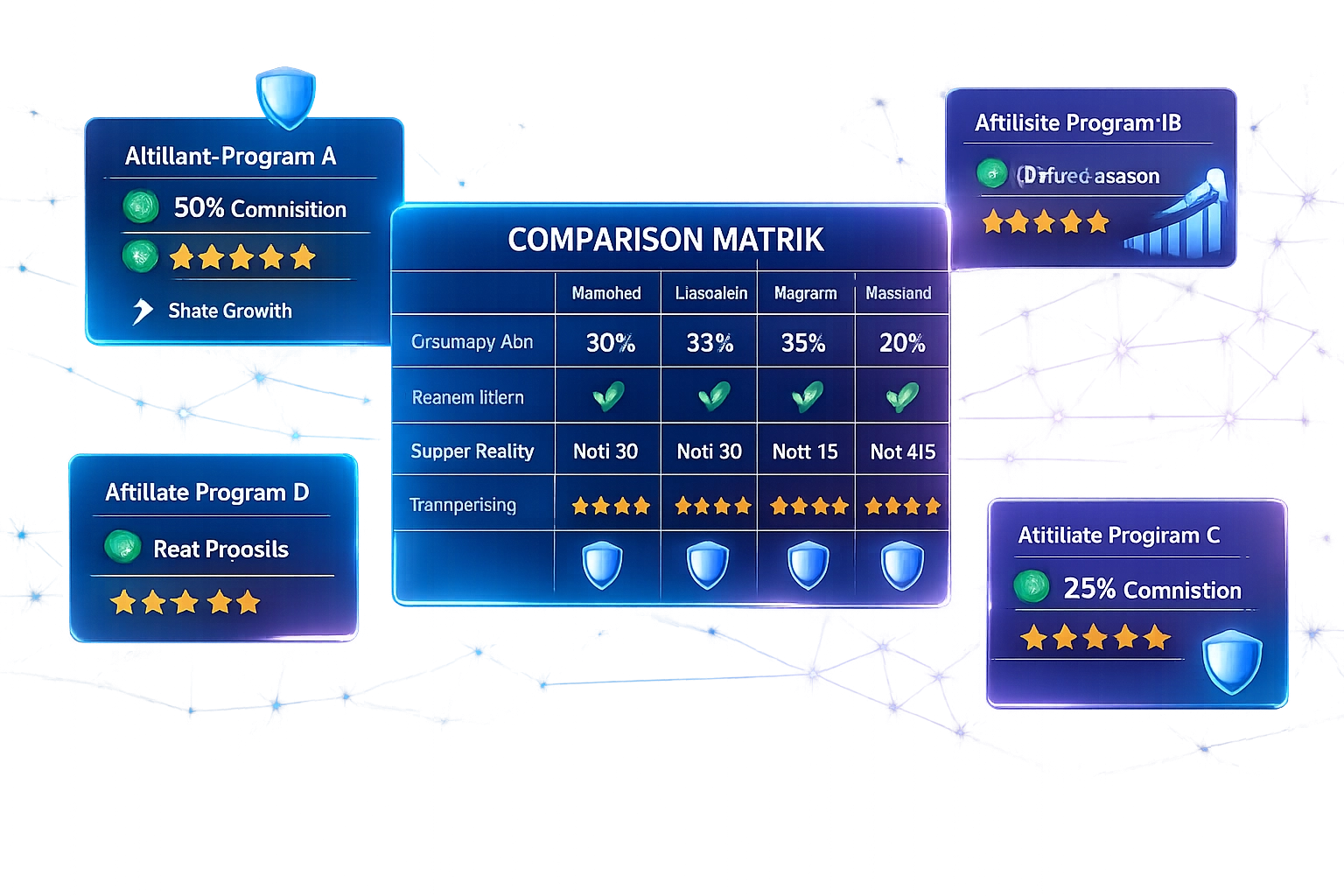 Affiliate program evaluation and comparison dashboard