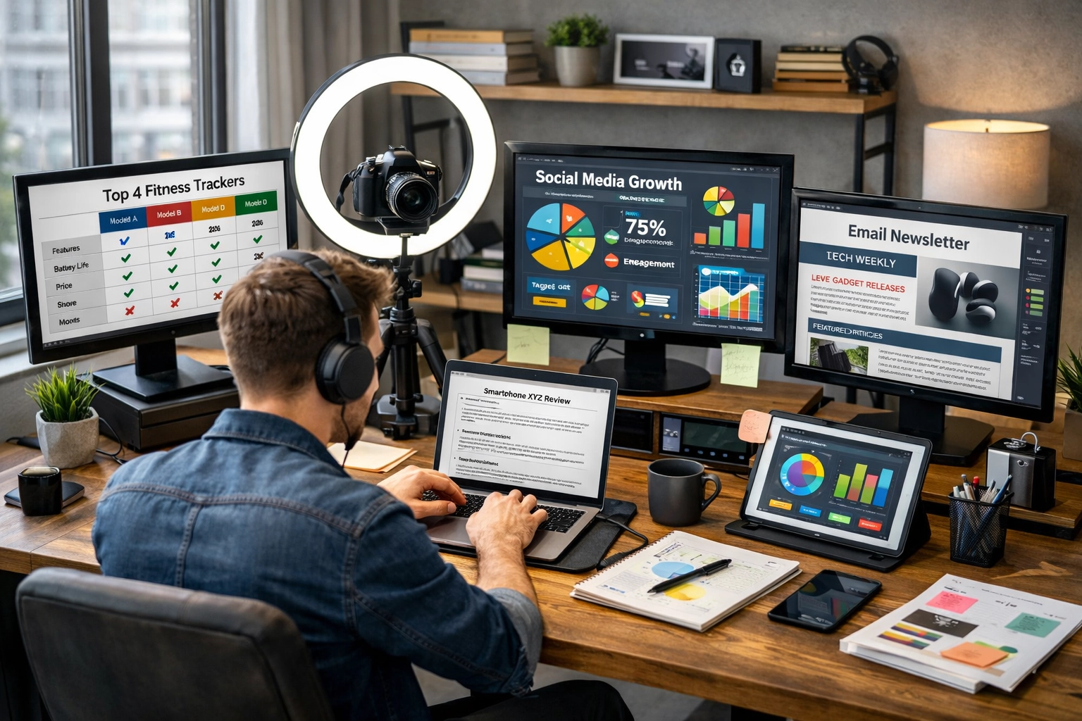 Tvorca obsahu pracuje na viacerých typoch obsahu vrátane recenzií, porovnaní a tutoriálov