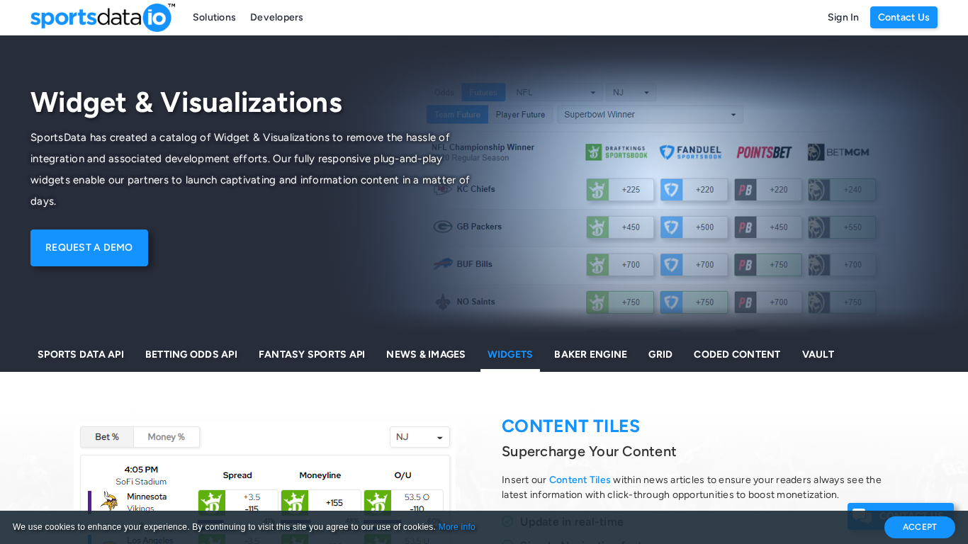 Platforma widgetov SportsDataIO