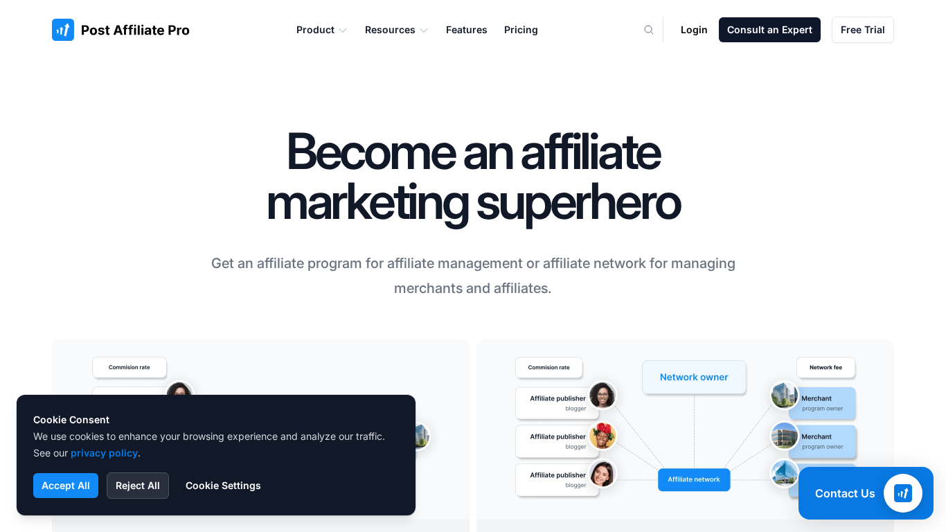 PostAffiliatePro dashboard showing in-page configuration interface