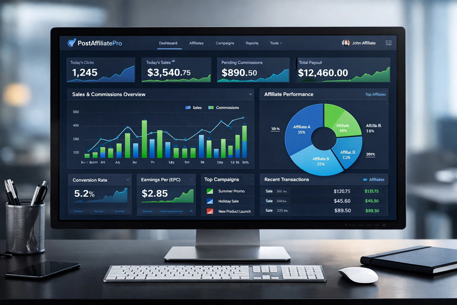 PostAffiliatePro affiliate marketing dashboard