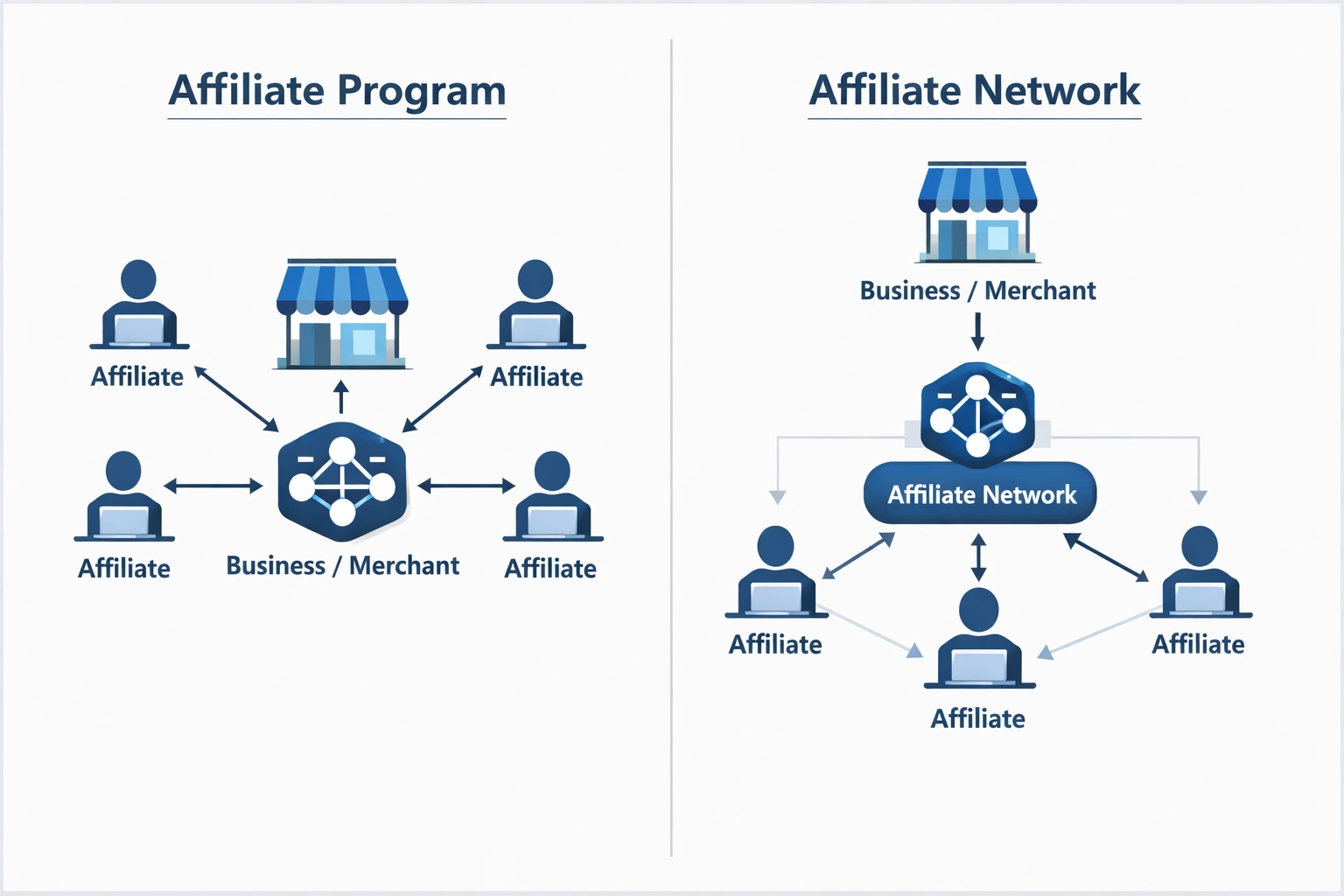 Affiliate sieť vs. affiliate program: Kľúčové rozdiely vysvetlené