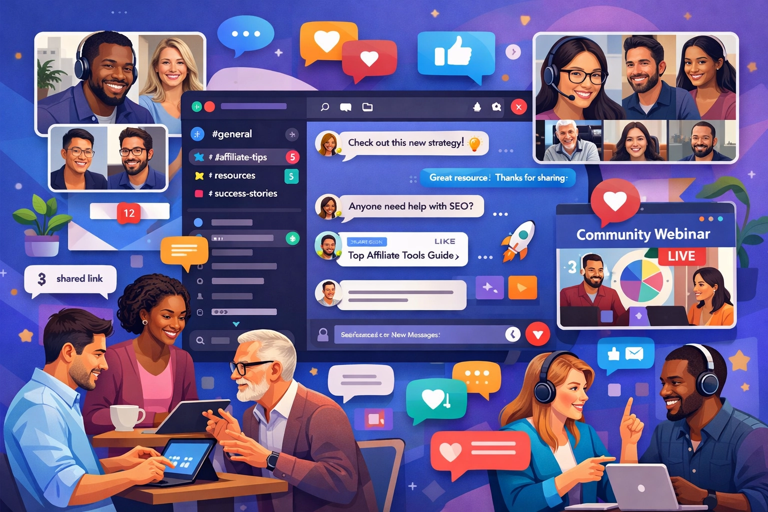 Živá online komunita a networkingová platforma zobrazujúca rôznych odborníkov pri spolupráci v digitálnom prostredí