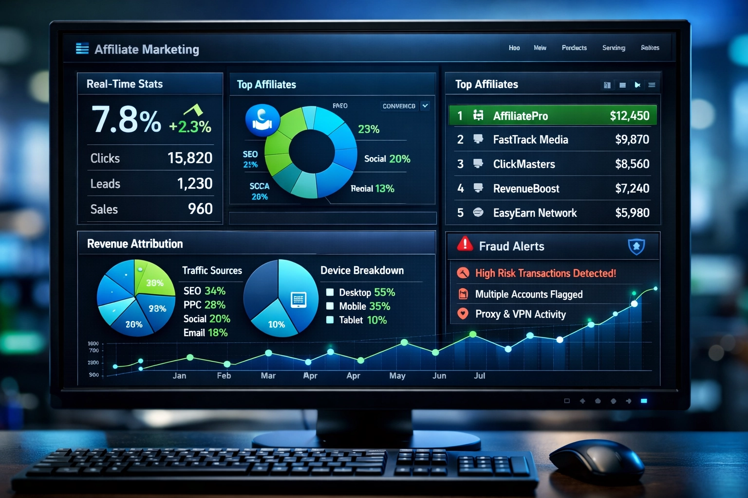 Analytický panel s výkonnostnými metrikami