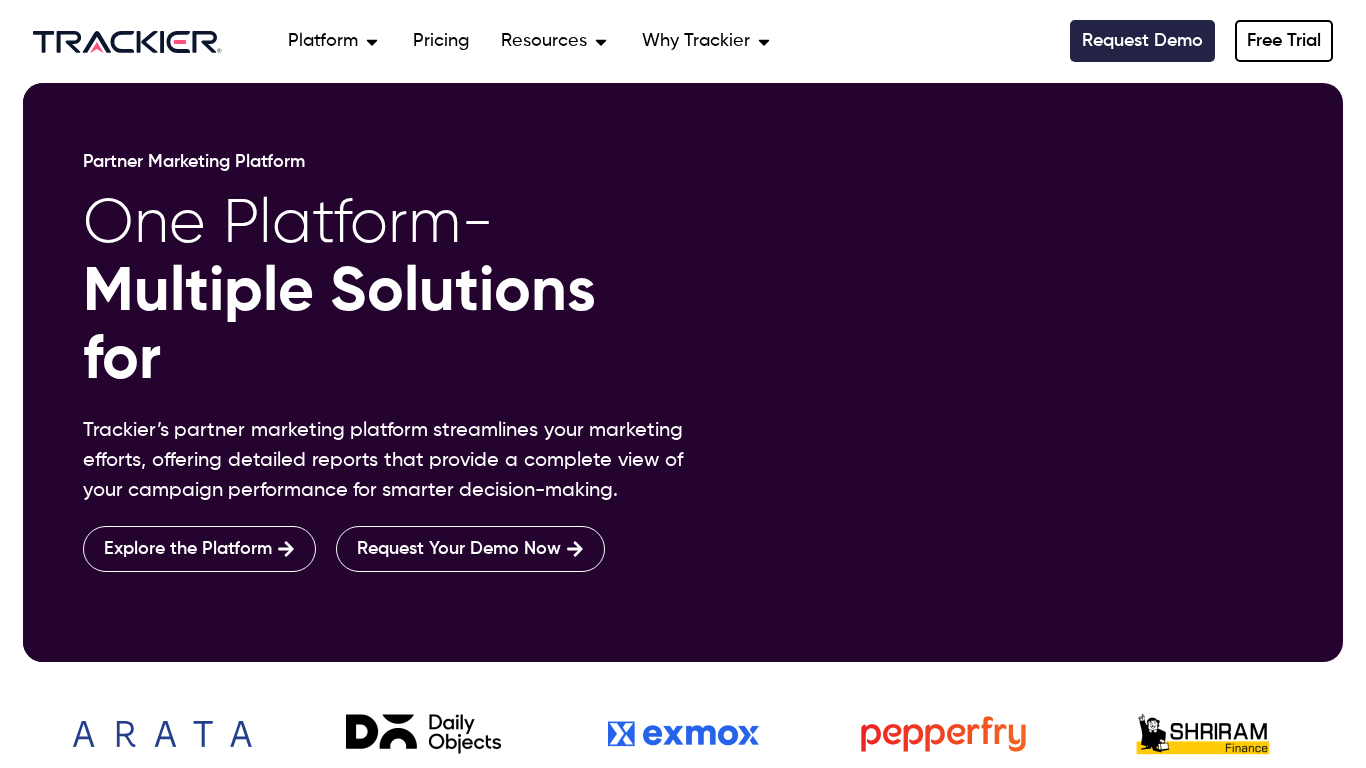 Trackier affiliate marketing platform homepage