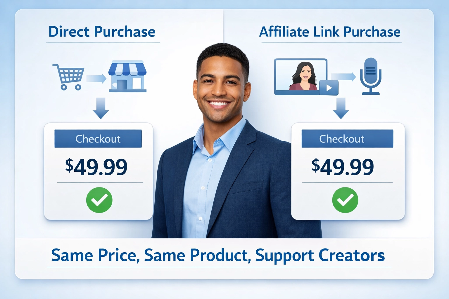 Porovnanie cien pre spotrebiteľa ukazujúce rovnaké ceny pri priamom aj partnerskom nákupe