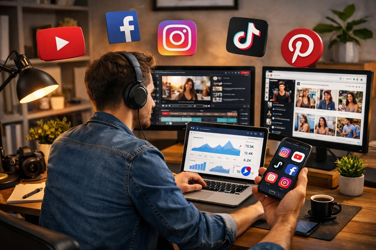 Tvorca obsahu spravujúci viaceré sociálne siete pre affiliate marketing