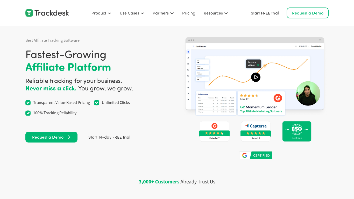 Softvér na sledovanie affiliate Trackdesk