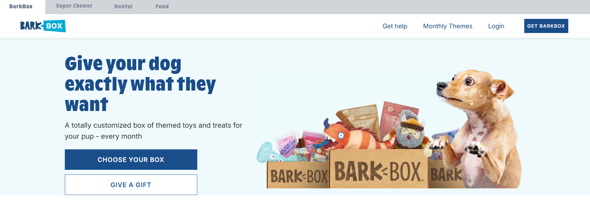 Snímka webovej stránky Barkbox