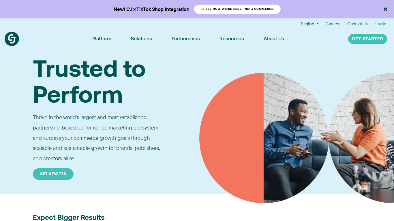 CJ Affiliate software homepage
