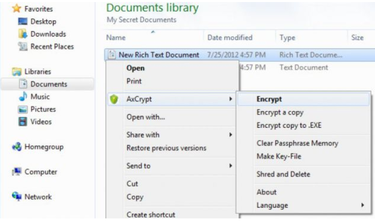 AxCrypt na počítači