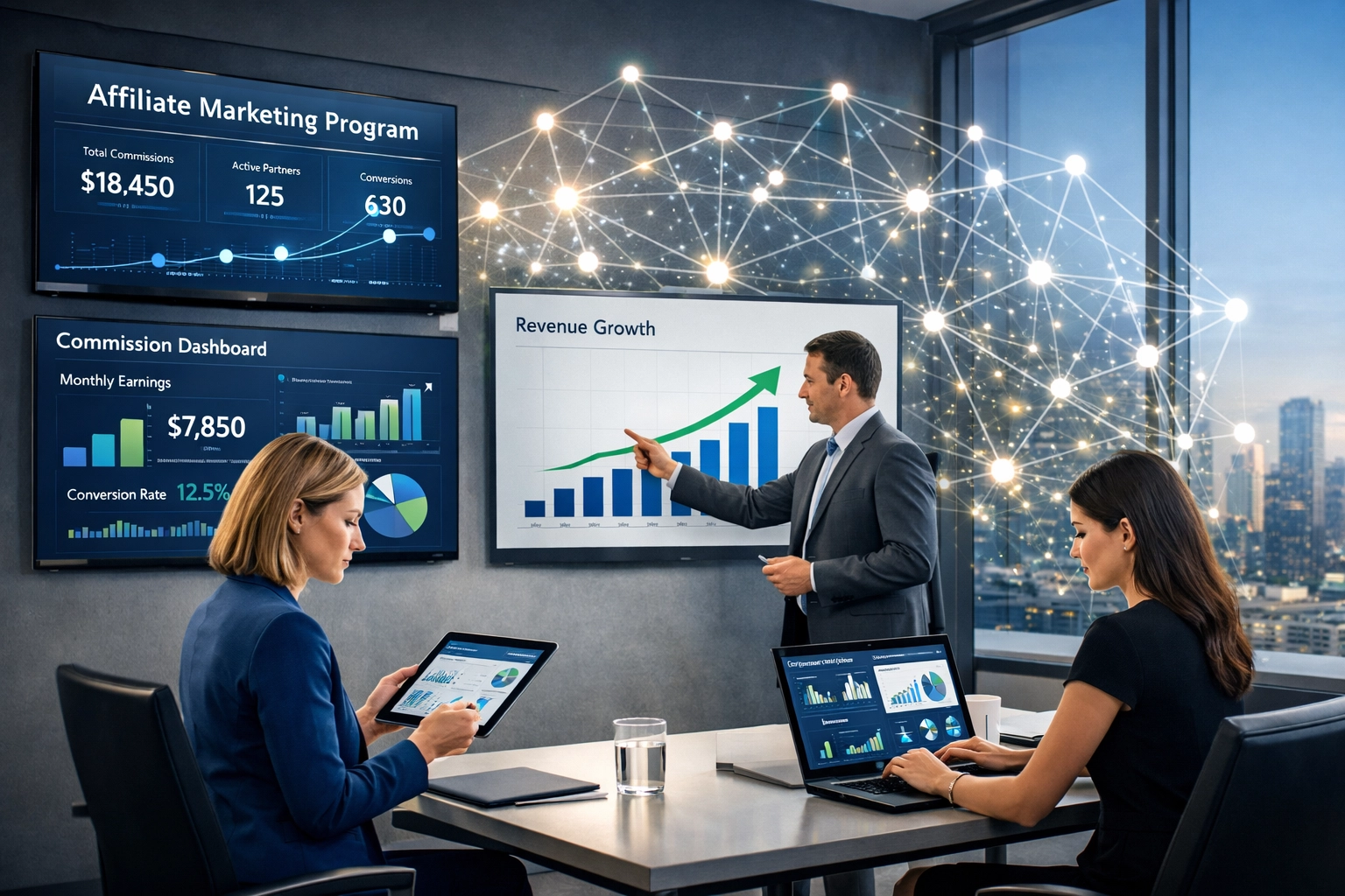 Spustenie B2B affiliate marketingového programu s biznis profesionálmi analyzujúcimi výkonnostné metriky