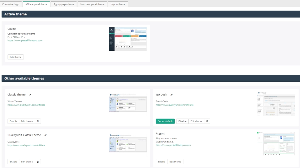 Post Affiliate Pro - téma Network