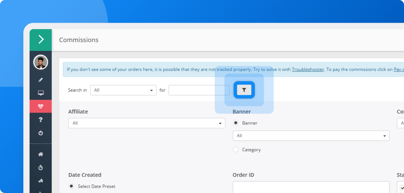 Snímka sekcie filtrov s pokročilými možnosťami vyhľadávania