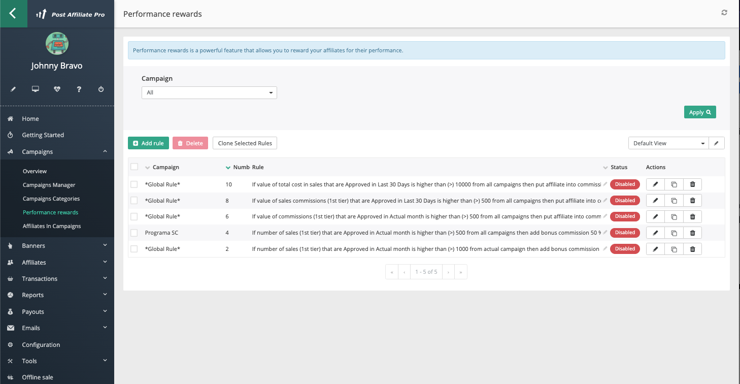 Výkonnostné odmeny v Post Affiliate Pro