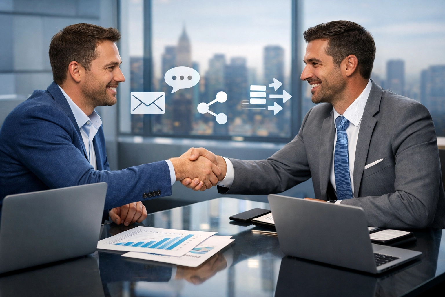 Professional business communication between brand manager and affiliate partners