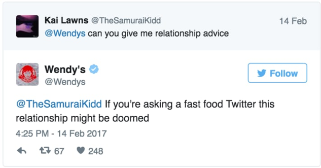 Tweet na Twitteri od Wendy's