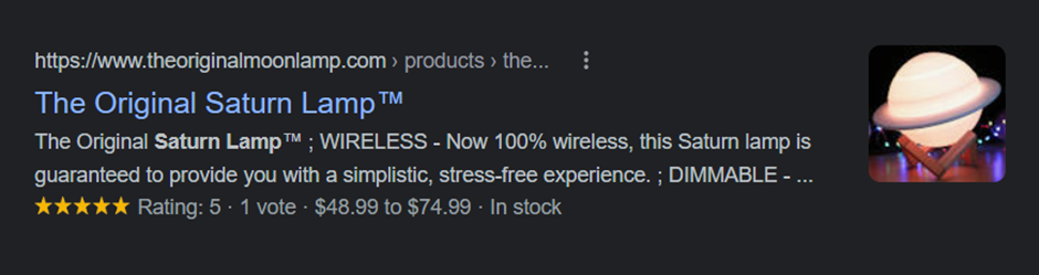 Original Saturn lamp google result