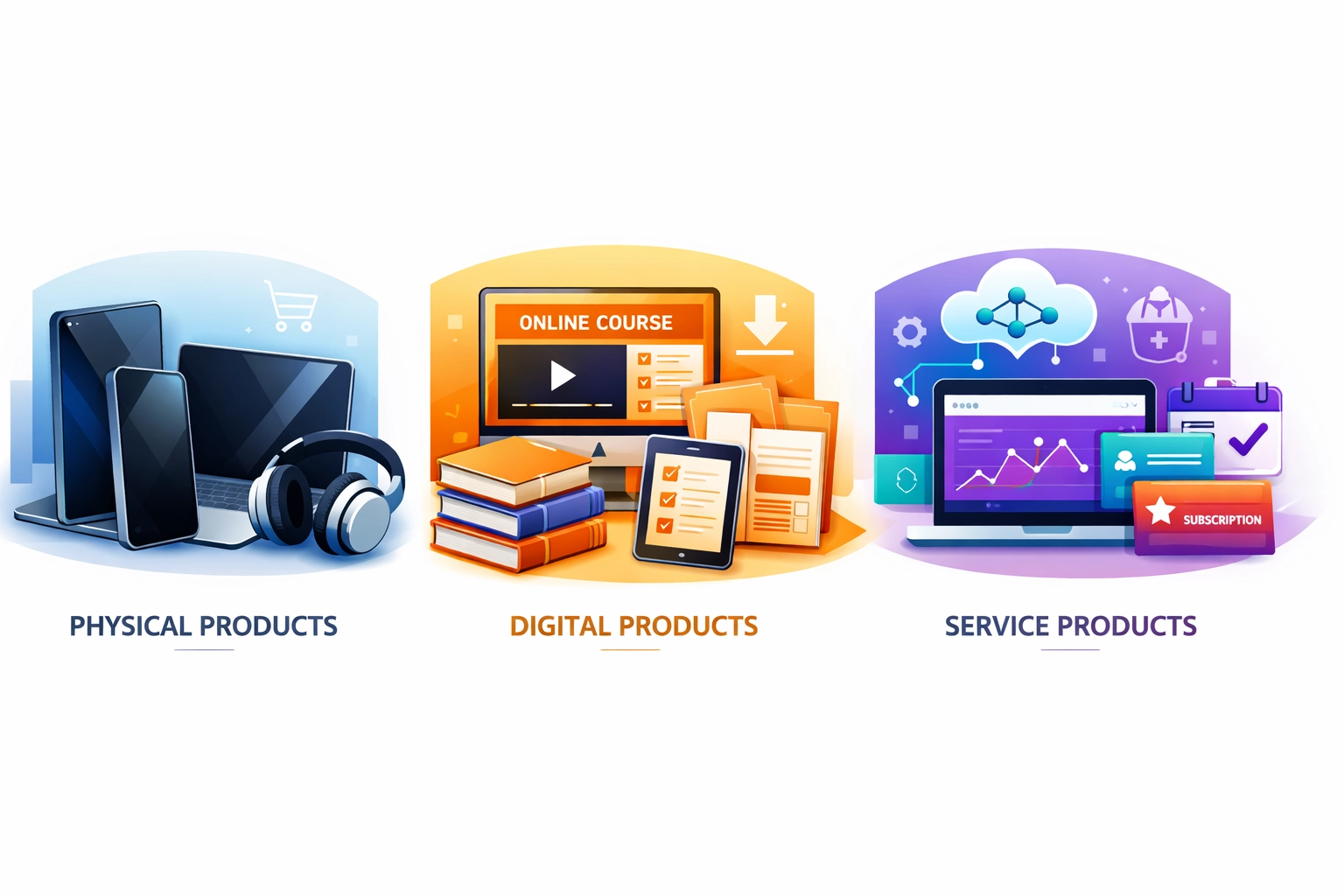 Three types of affiliate products: physical products, digital products, and SaaS services