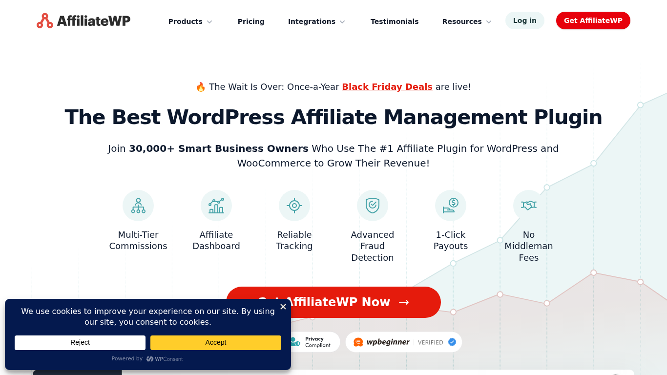 AffiliateWP WordPress plugin dashboard