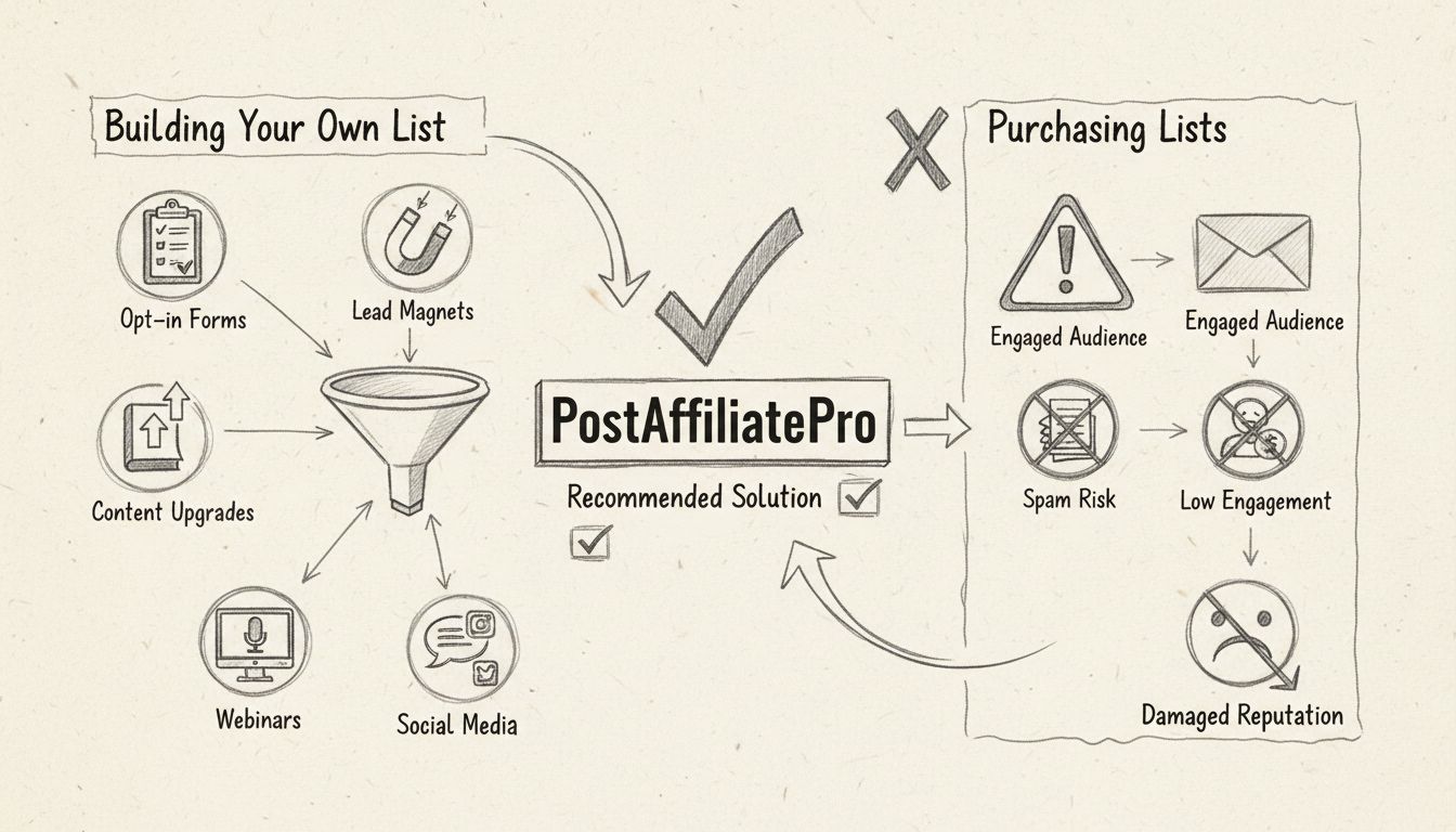 Porovnávací diagram metód budovania e-mailových zoznamov: organické budovanie vs. kúpa zoznamov